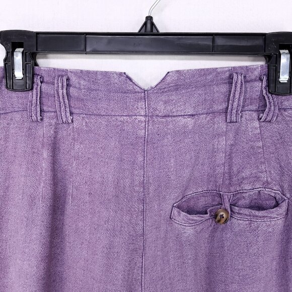 Free People Linen Trousers Calla Pleated Size 0 Purple Straight Leg Pants - Picture 7 of 15